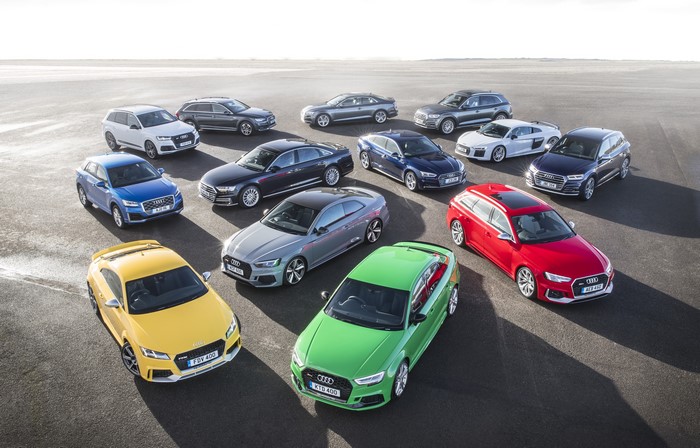 Many Audi Cars on Pavement
