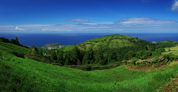 4K Sao Miguel Azores Portugal Coast Hill Scenery