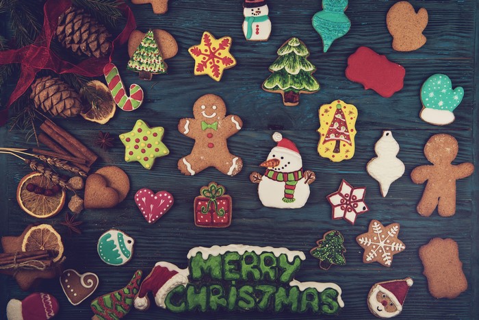 Christmas Cookies on Wood Planks