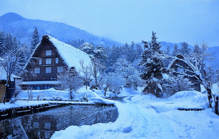 4K Shirakawa Japan Winter Houses Snow Village