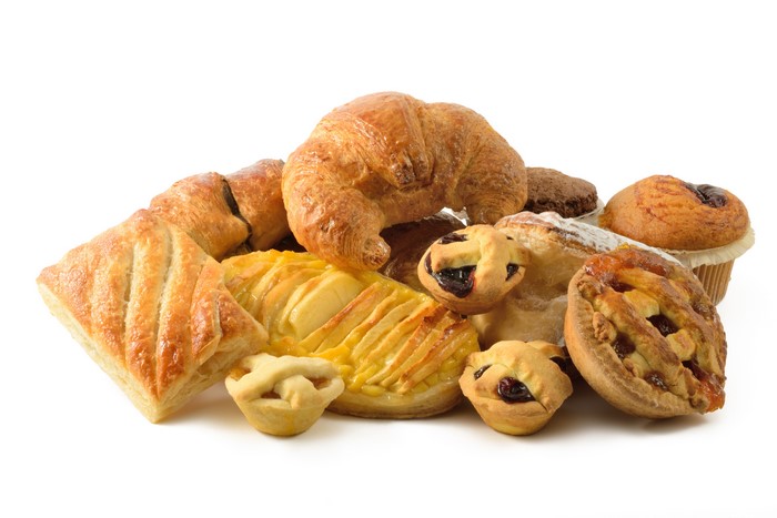 Assorted Pastries Including Croissants and Buns