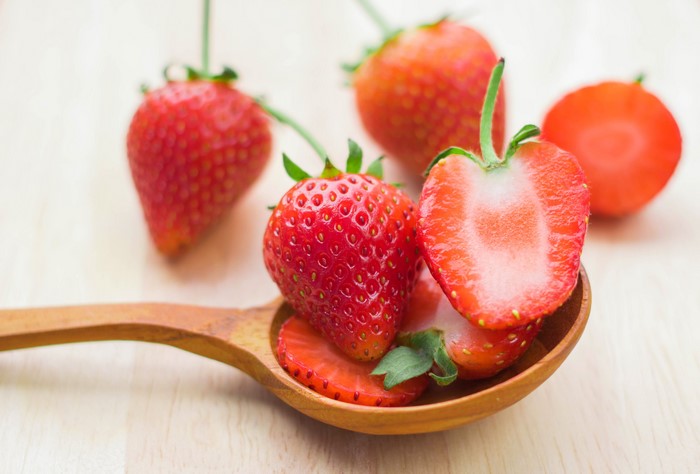 Strawberries on a Wooden Spoon