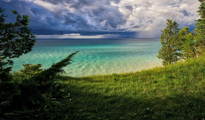Stormy Sky Over Lake Michigan Coast in Leelanau