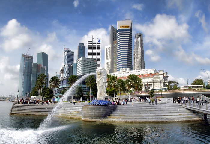 Merlion Park, Singapore Skyscrapers and Fountains