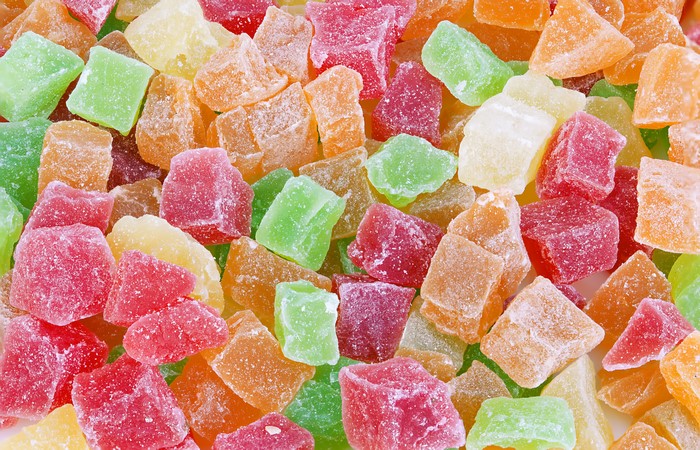 Assorted colorful candied fruits