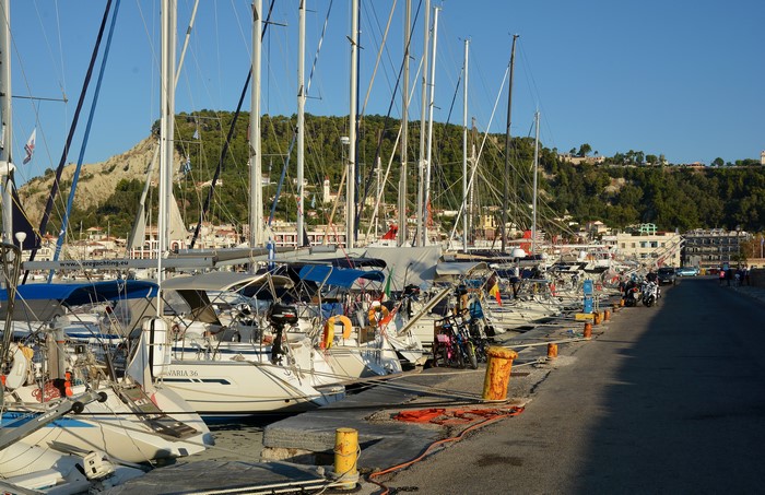 Sailboats docked in Zakynthos, Greece marina