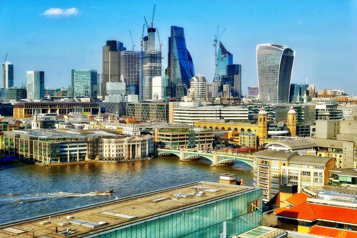 London skyline with River Thames and bridges