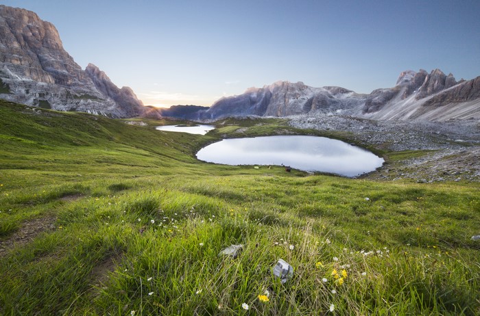 Mountains and Lakes in Tre Cime Di Lavaredo, Italy