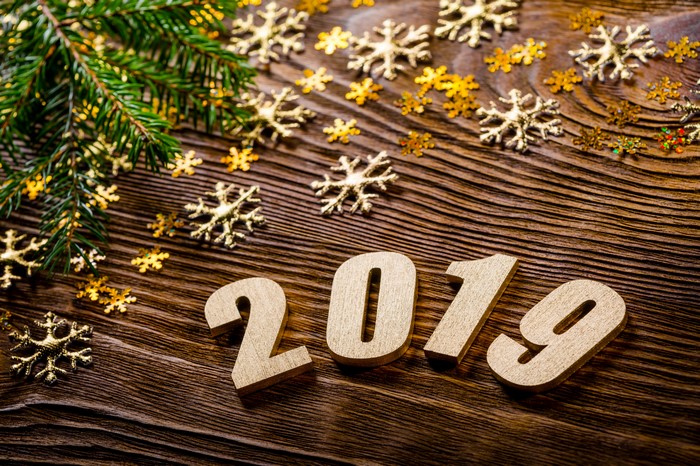 2019 New Year's Eve celebration with snowflakes