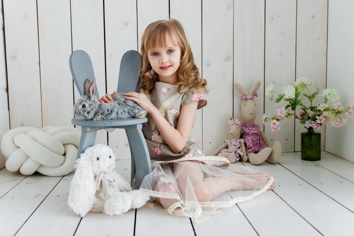 Girl with Toys and Bunny