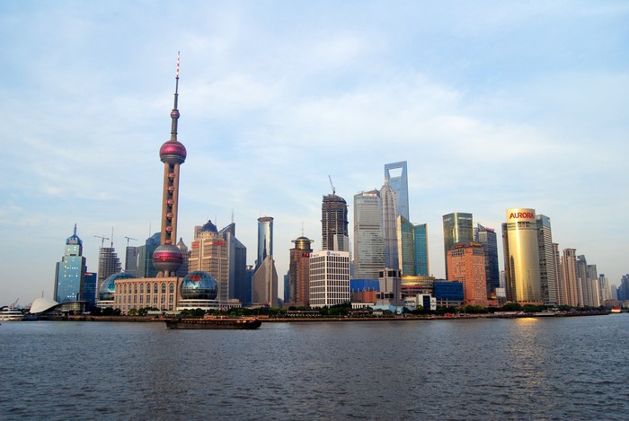 Shanghai China Skyscrapers and Oriental Pearl Tower
