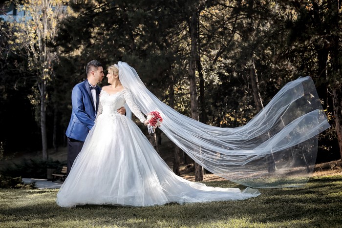 Bride and Groom in a Forest
