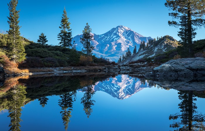 Mount Shasta Reflection in Heart Lake, California
