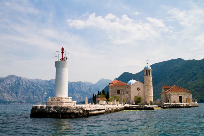 Our Lady of the Rocks Church and Lighthouse in Bay of Kotor, Montenegro
