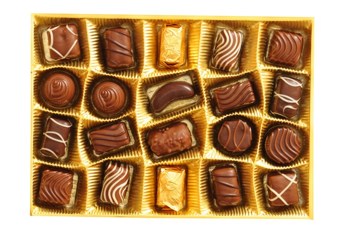 Assortment of chocolates in a box