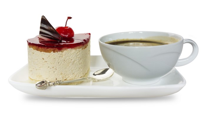 Cake and Coffee on a White Plate