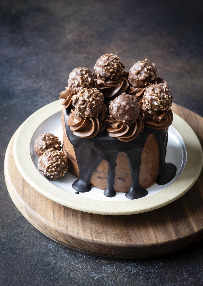 Chocolate cake with Ferrero Rocher candies