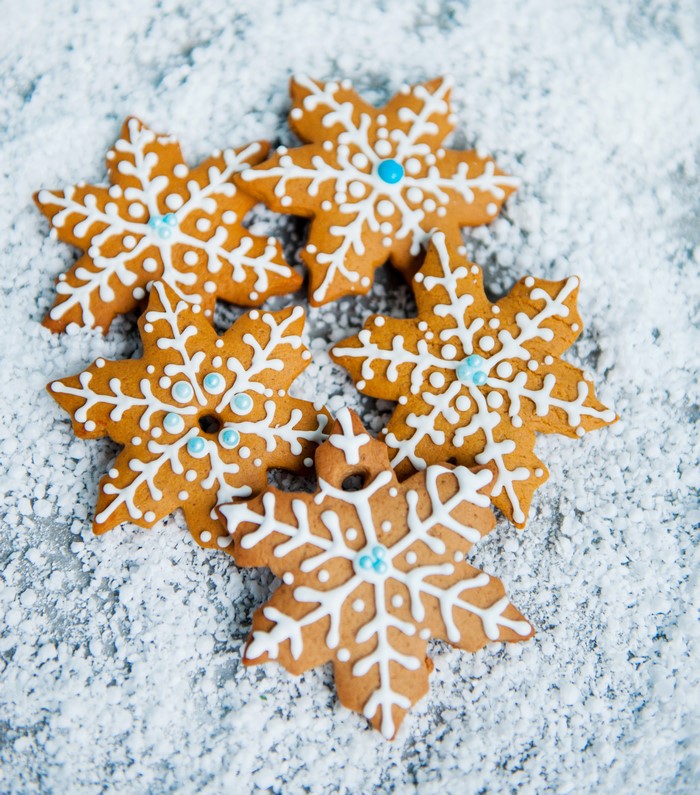 Snowflake Christmas Cookies with White Icing