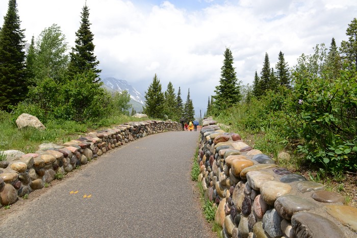 Path with stone walls in Grand Teton National Park, Wyoming