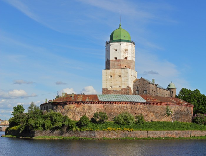 Vyborg Castle with green dome in Russia