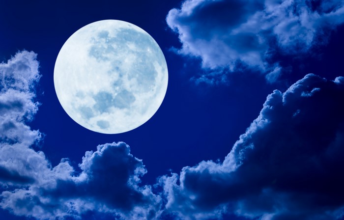 Full Moon and Clouds in Night Sky