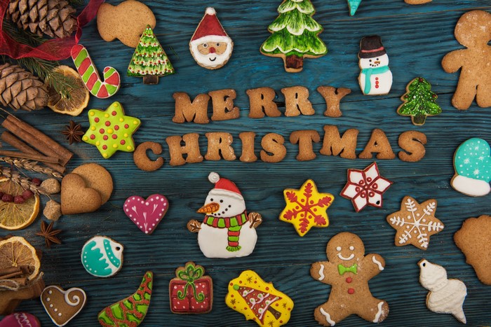 Christmas Cookies on Wood Planks