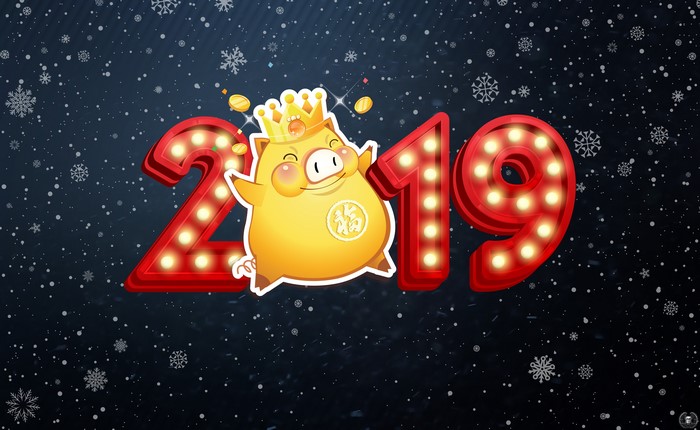 2019 New Year Pig with Marquee Lights