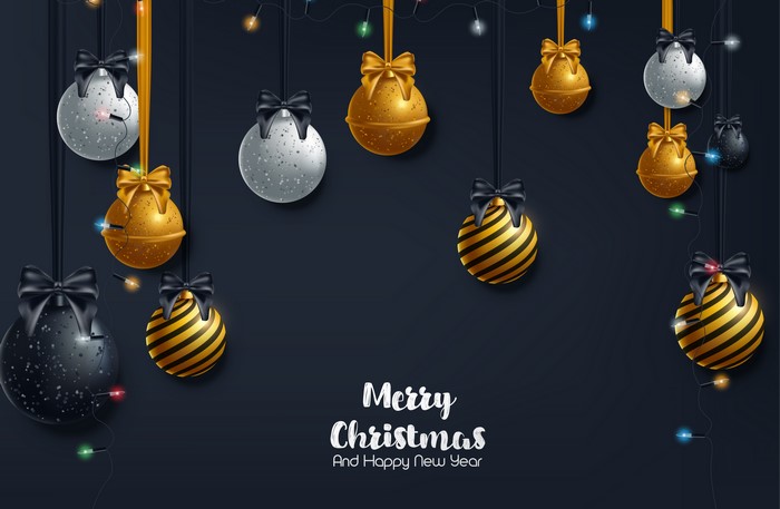Christmas Balls with Bowknots and Lights