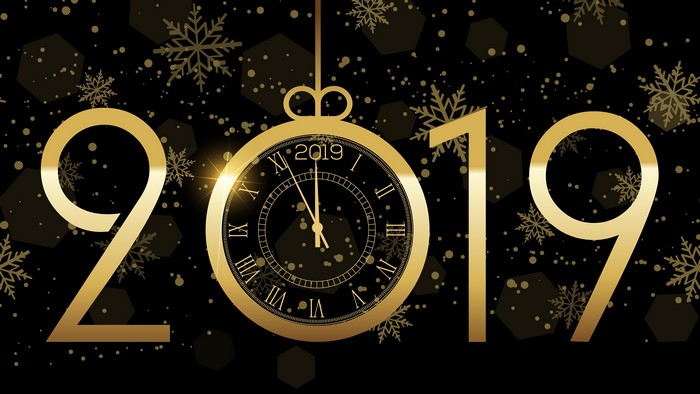 2019 New Year's Eve Clock with Snowflakes