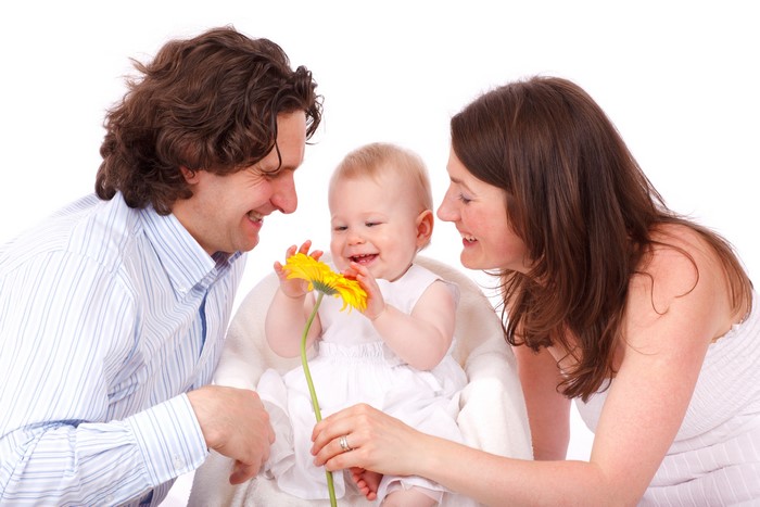 Family with Baby and Flower