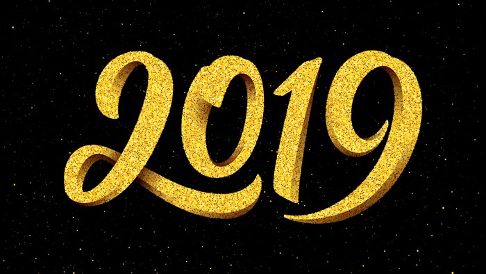2019 Golden Glitter Text
