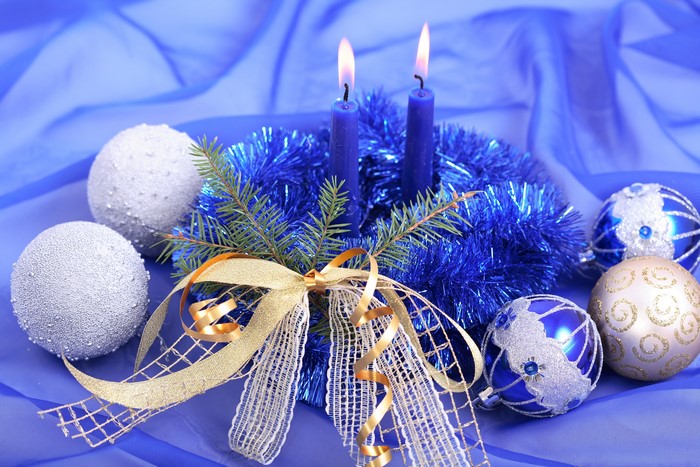 Christmas Decoration with Candles and Ornaments