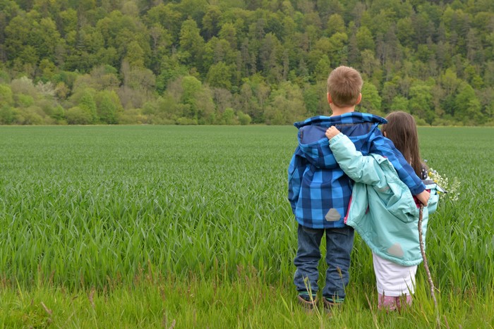 Two children in a field