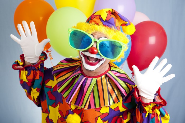 Clown with Balloons and Big Glasses