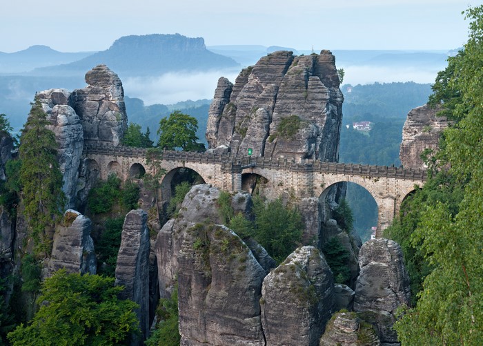 Bastei Bridge in Saxon Switzerland National Park, Germany