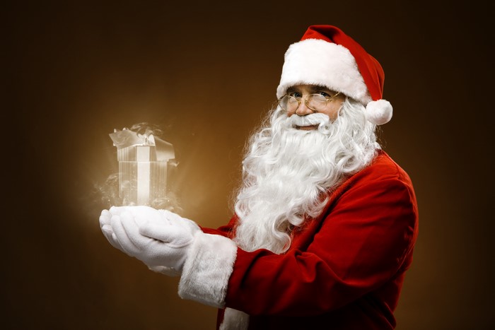 Santa Claus with a magical gift