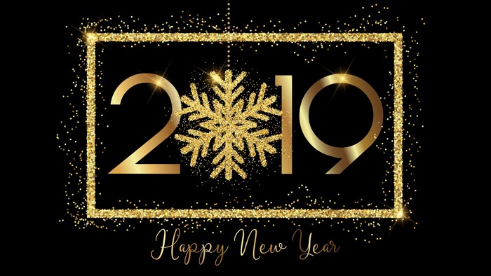 2019 Happy New Year Snowflake 4K