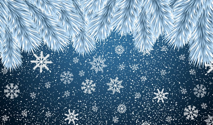 Christmas Snowflakes and Frosty Pine Branches