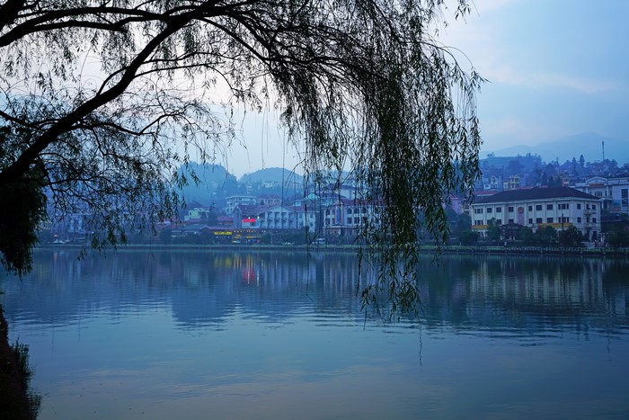 Lake and Buildings in Sapa, Vietnam