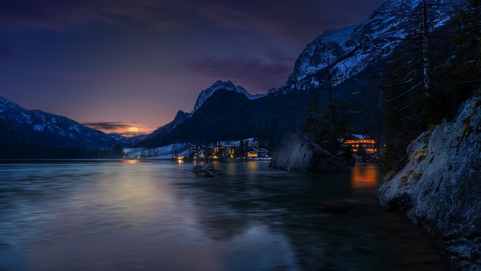 Hintersee Lake at Sunset, Ramsau, Austria