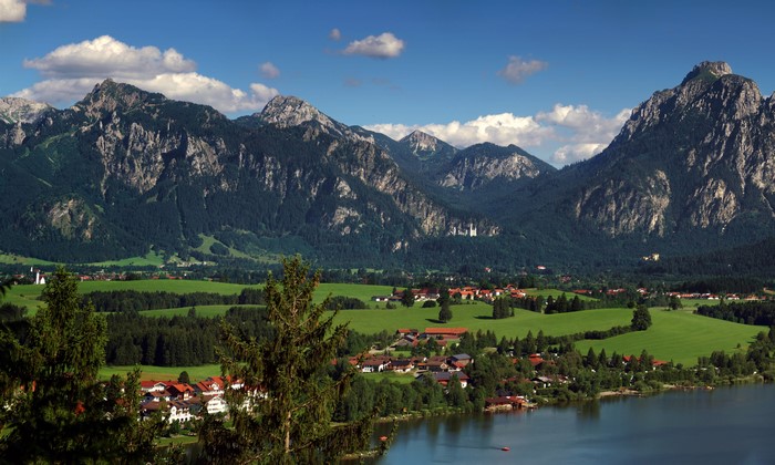Houses and mountains in Bavaria, Germany