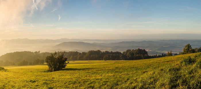 Misty mountains and forests in the Czech Republic