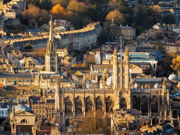Bath Abbey and city skyline, United Kingdom