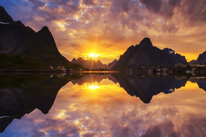 Sunset over Lofoten Islands, Norway