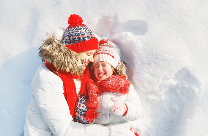 Mother and Daughter in Snow