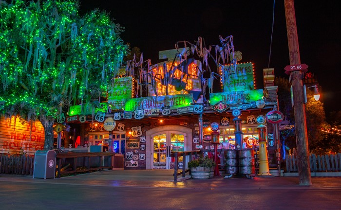 Halloween Decorations at Route 66 Gas Station