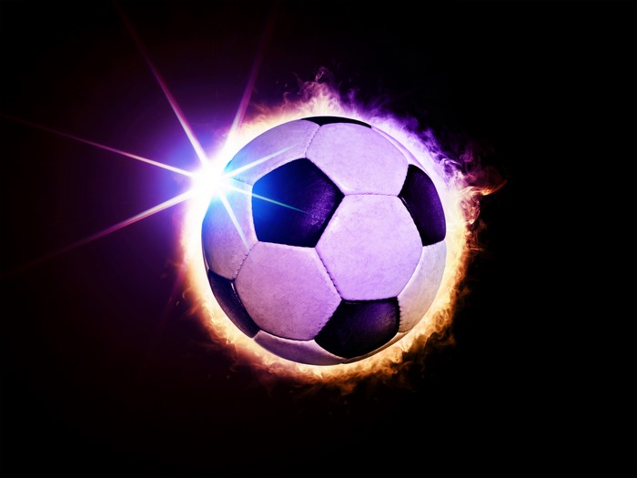 Soccer ball with light and fire
