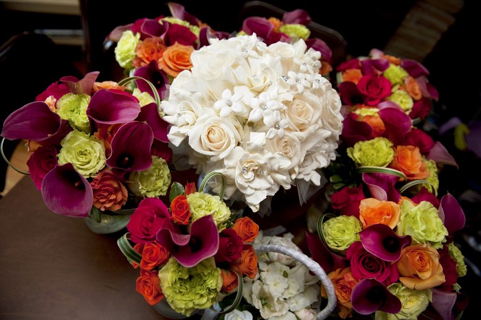 Assorted Flower Bouquets with Roses and Callas