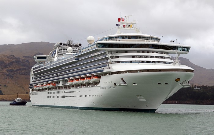 Diamond Princess cruise liner in a bay