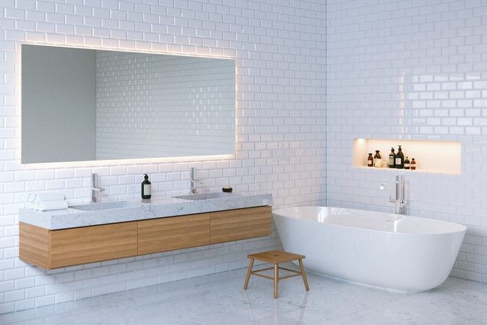 Modern Bathroom with Bathtub and Double Vanity
